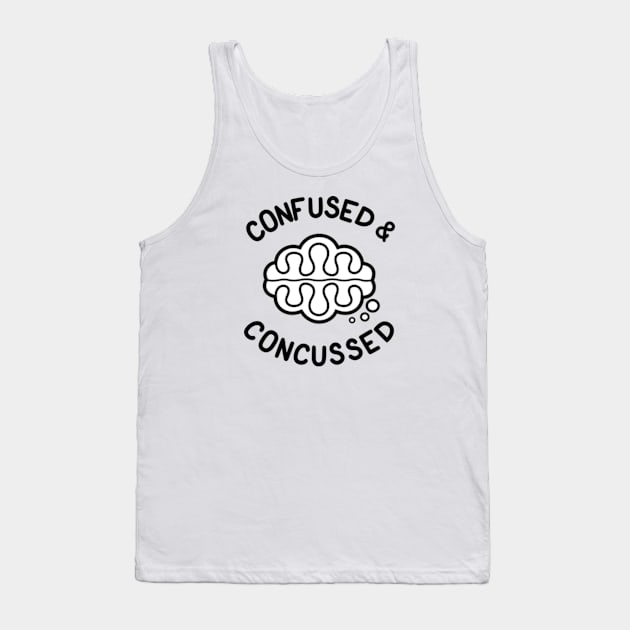 CONFUSED & CONCUSSED - Cartoon Brain Tank Top by JadedOddity